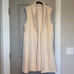 Anthropologie Self Contrast Sherpa Vest Duster Ivory S M L one size fits all